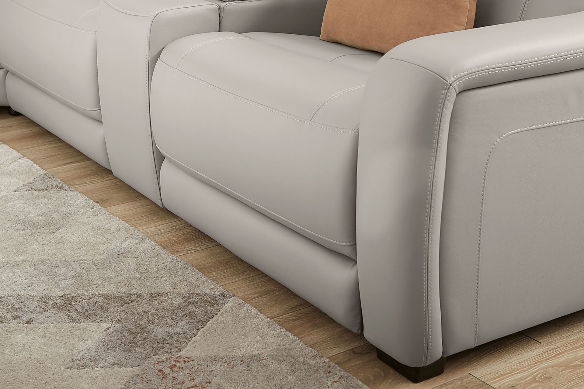 Newport Gray Leather 7 Pc Dual Power Reclining Sectional - Image 8