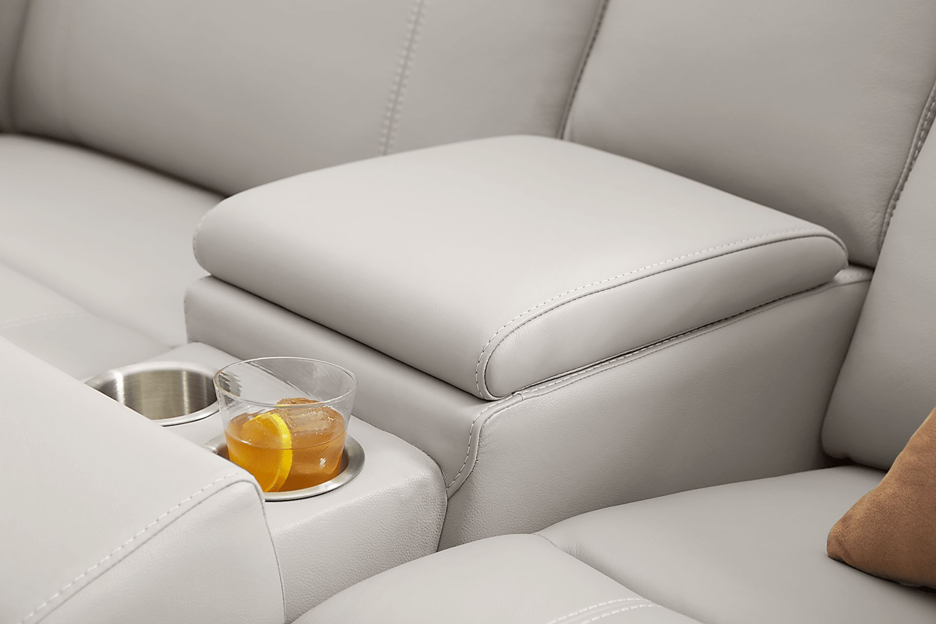 Newport Gray Leather 7 Pc Dual Power Reclining Sectional - Image 10