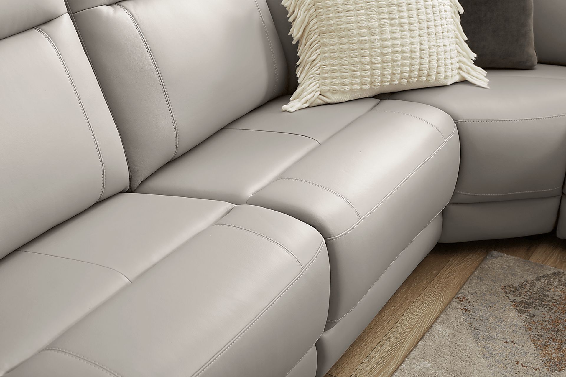Newport Gray Leather 7 Pc Dual Power Reclining Sectional - Image 13