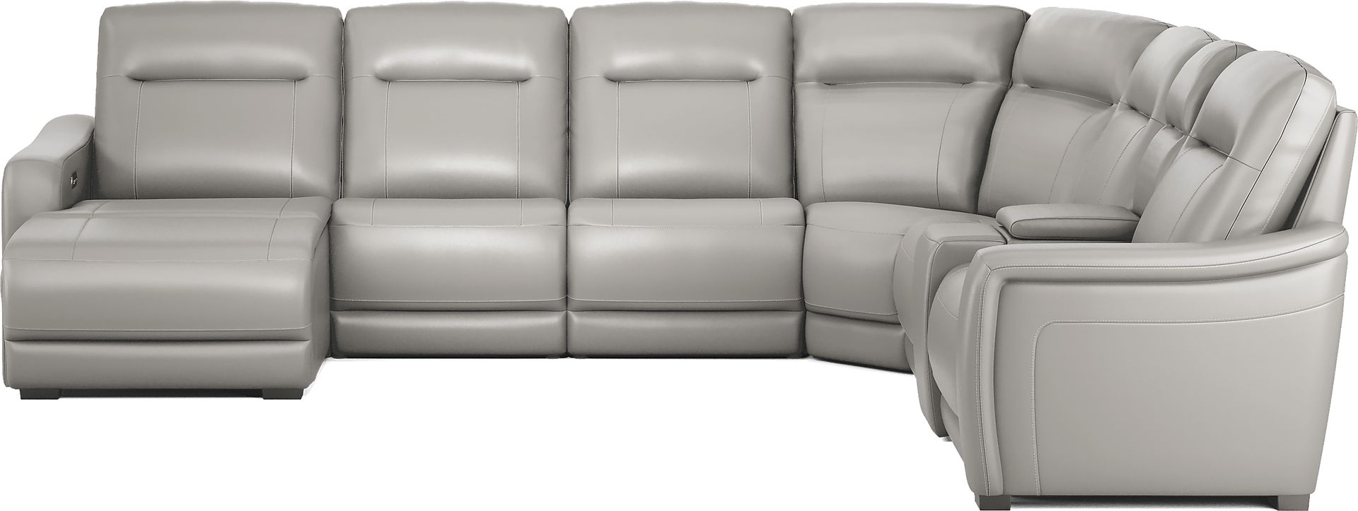 Newport Gray Leather 7 Pc Dual Power Reclining Sectional - Image 2