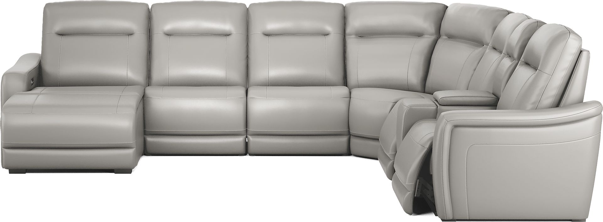 Newport Gray Leather 7 Pc Dual Power Reclining Sectional - Image 3