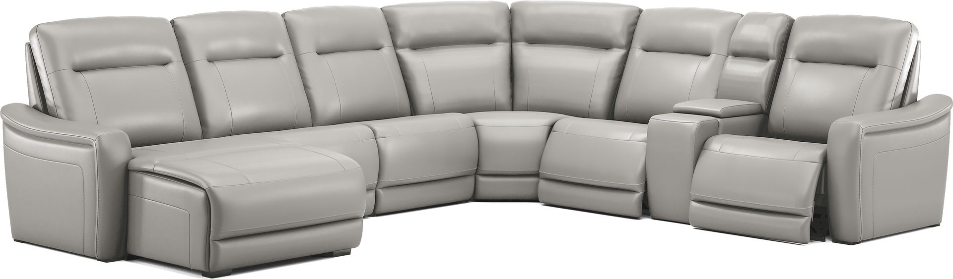 Newport Gray Leather 7 Pc Dual Power Reclining Sectional