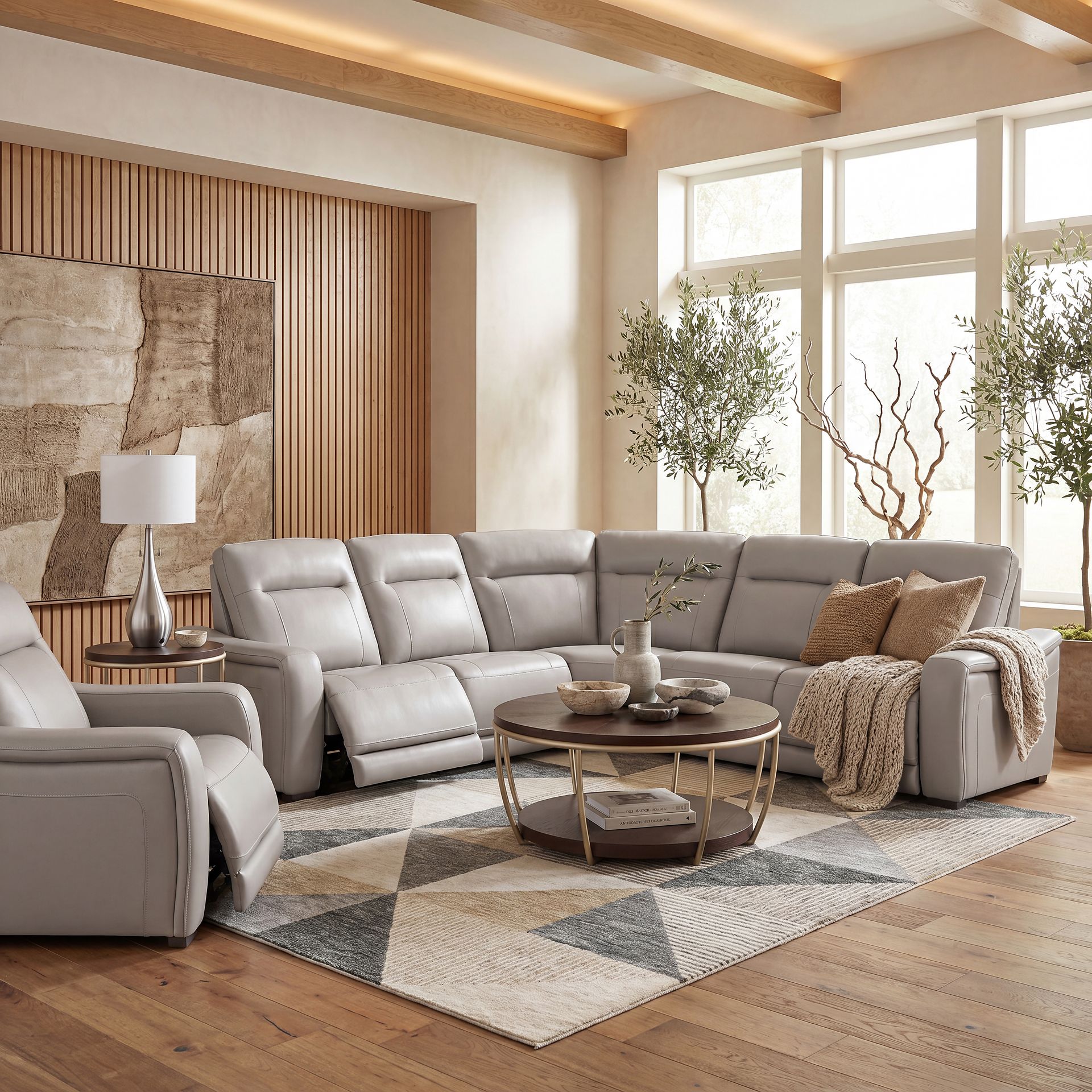Newport Gray Leather Dual Power Recliner - Image 4