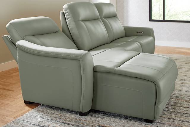 Newport Mint Leather 6 Pc Dual Power Reclining Sectional Living Room - Thumbnail - Image 6