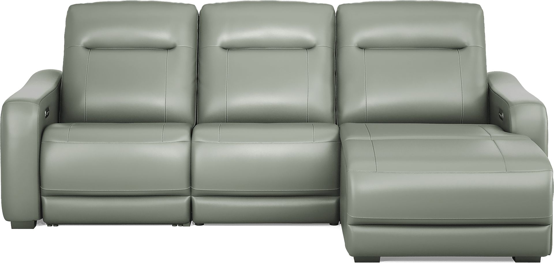 Newport Mint Leather 6 Pc Dual Power Reclining Sectional Living Room - Image 3
