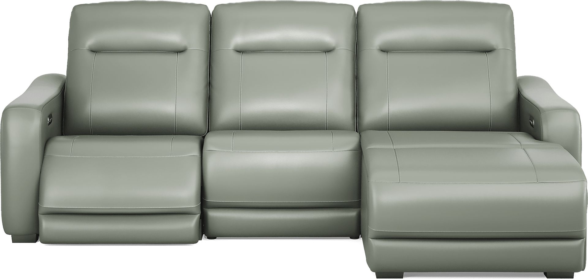 Newport Mint Leather 6 Pc Dual Power Reclining Sectional Living Room - Image 2