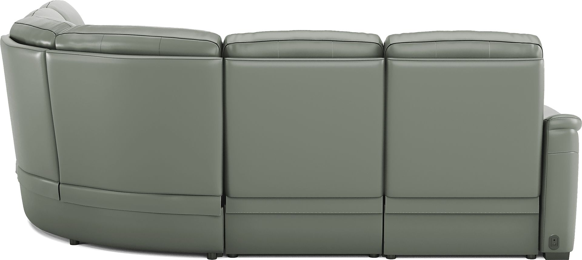 Newport Mint Leather 5 Pc Dual Power Reclining Sectional - Image 5