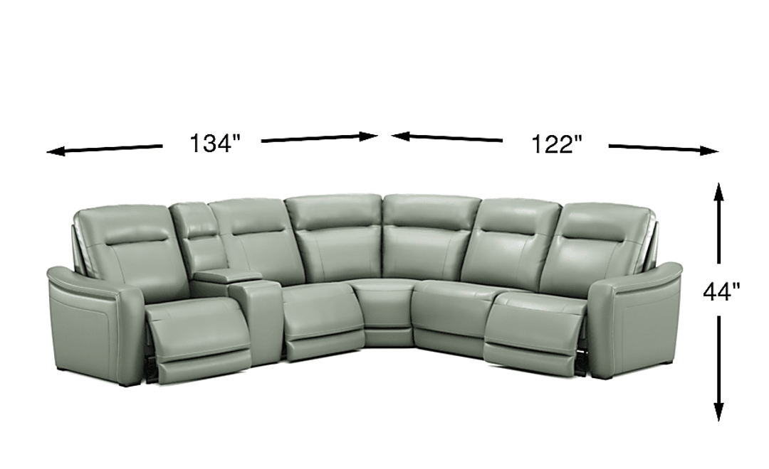 Newport Leather 6 Pc Dual Power Reclining Sectional