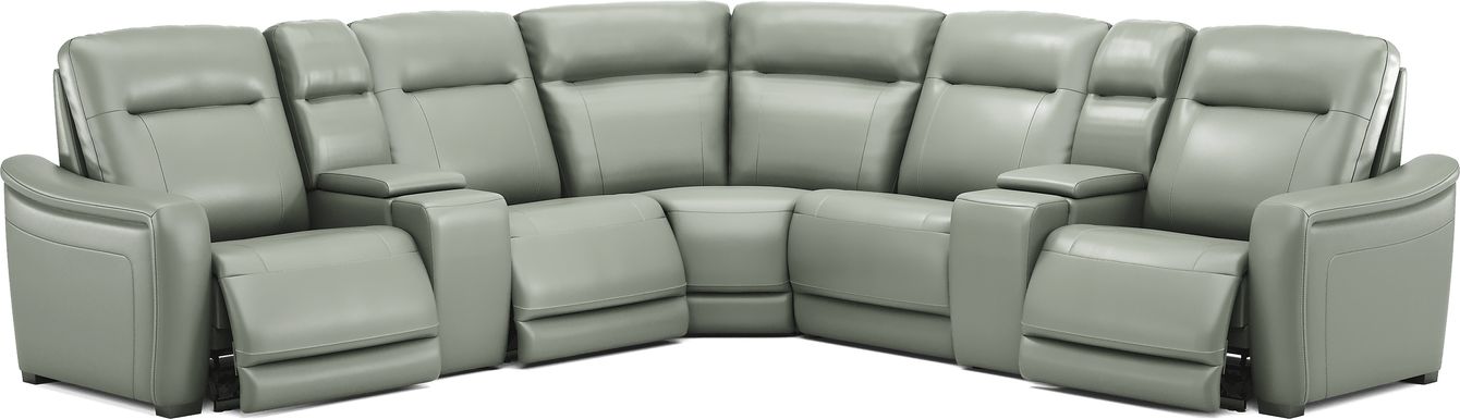 Newport Leather 7 Pc Dual Power Reclining Sectional