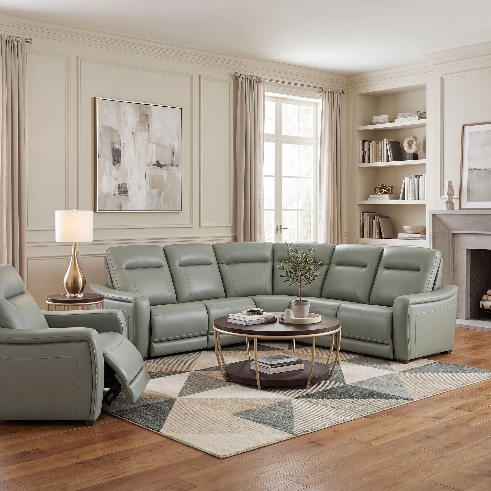 Newport Mint Leather Dual Power Recliner - Image 7