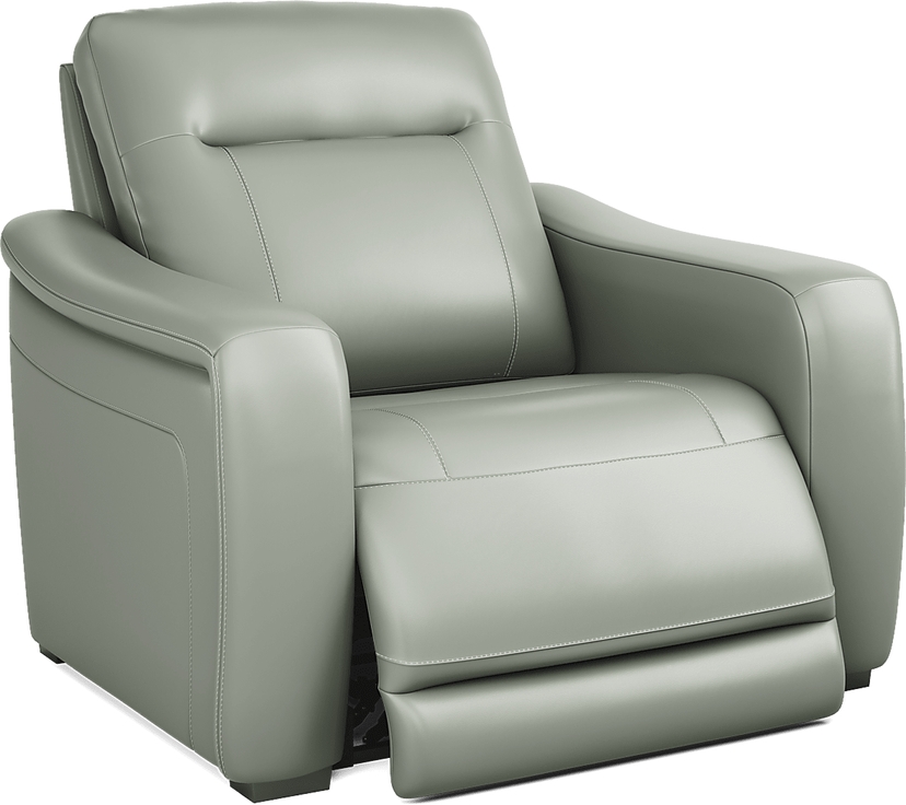 Newport Mint Leather Dual Power Recliner