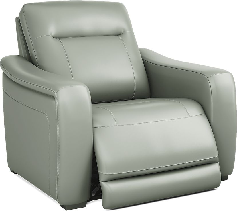 Newport Mint Leather Dual Power Recliner
