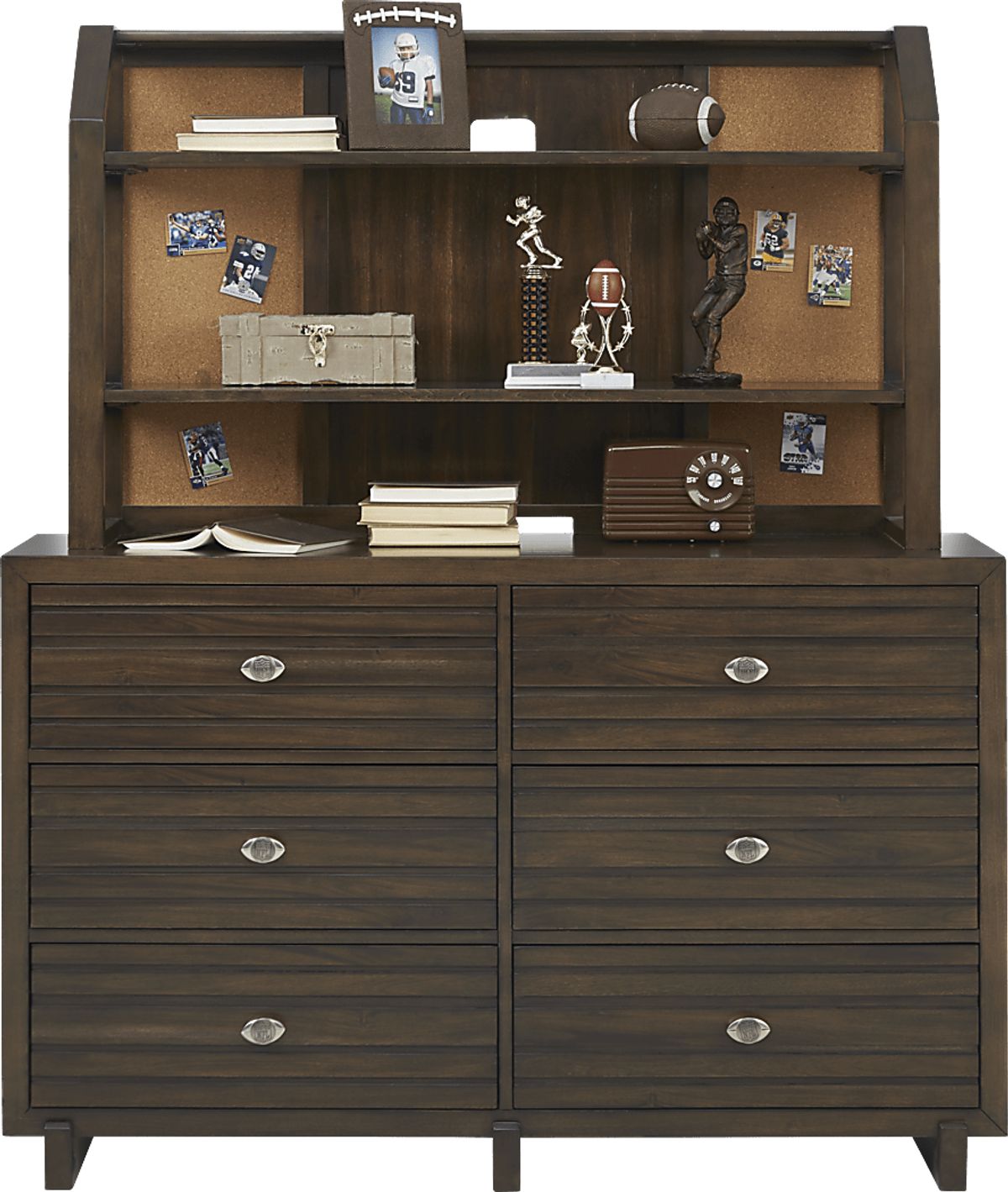Nfl 1st & Goal 5 Pc Brown Cherry Dark Wood Full Bedroom Set With ...