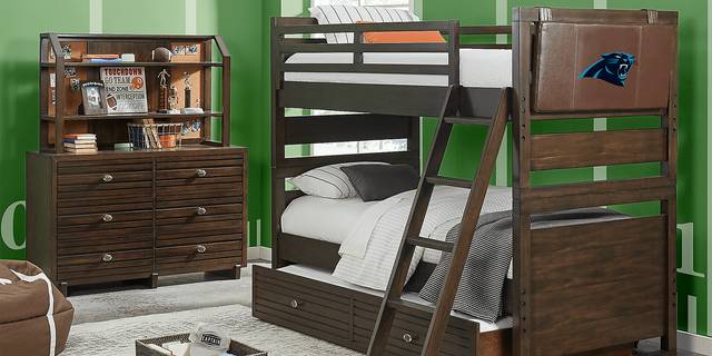 NFL 1st & Goal Carolina Panthers Brown Full/Full Bunk Bed - Thumbnail - Image 1