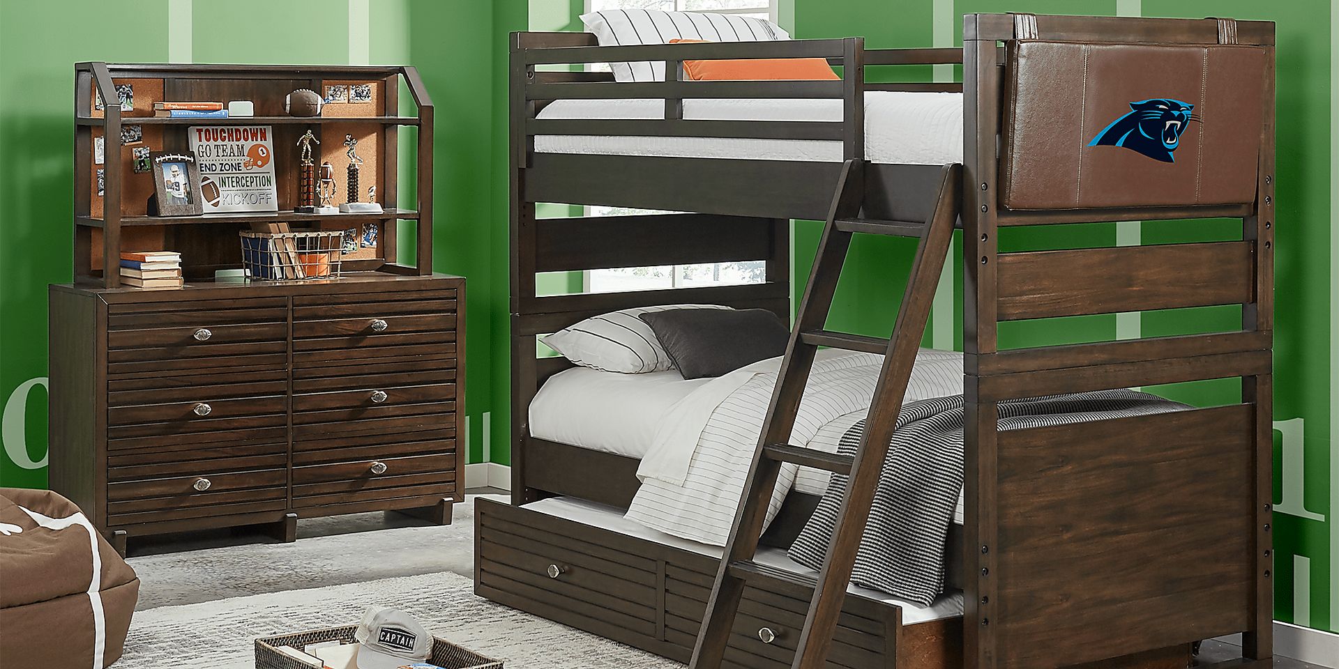 NFL 1st & Goal Carolina Panthers Brown Full/Full Bunk Bed - Image 1