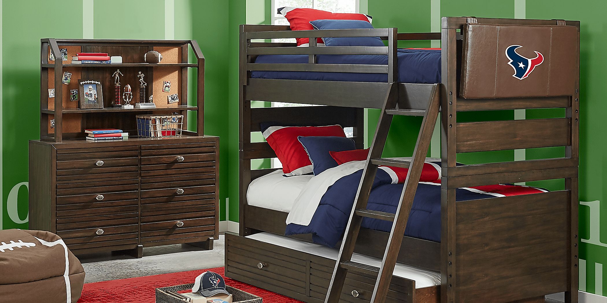 NFL 1st & Goal Houston Texans Brown Twin/Twin Bunk Bed Rooms To Go
