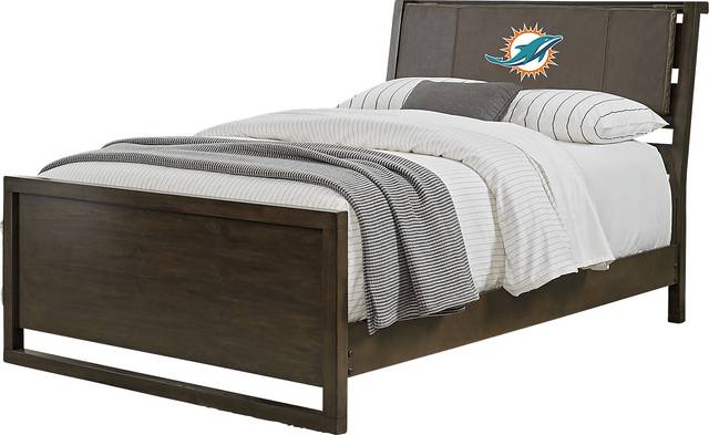 NFL 1st & Goal Miami Dolphins Brown 3 Pc Full Panel Bed - Thumbnail - Image 1