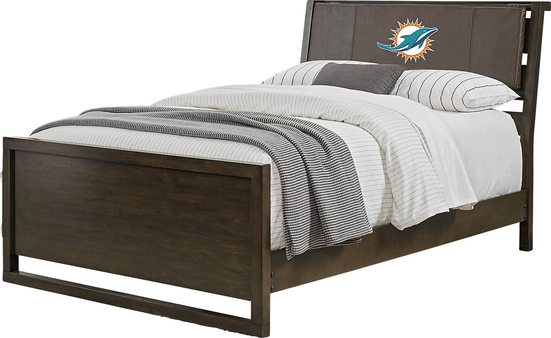 NFL 1st & Goal Miami Dolphins Brown 3 Pc Full Panel Bed - Image 1