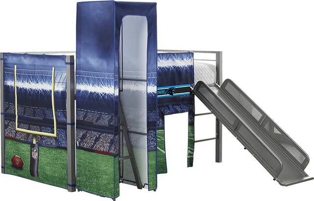 NFL 50 Yards Carolina Panthers Silver Jr. Tent Loft Bed with Slide and Tower - Thumbnail - Image 3