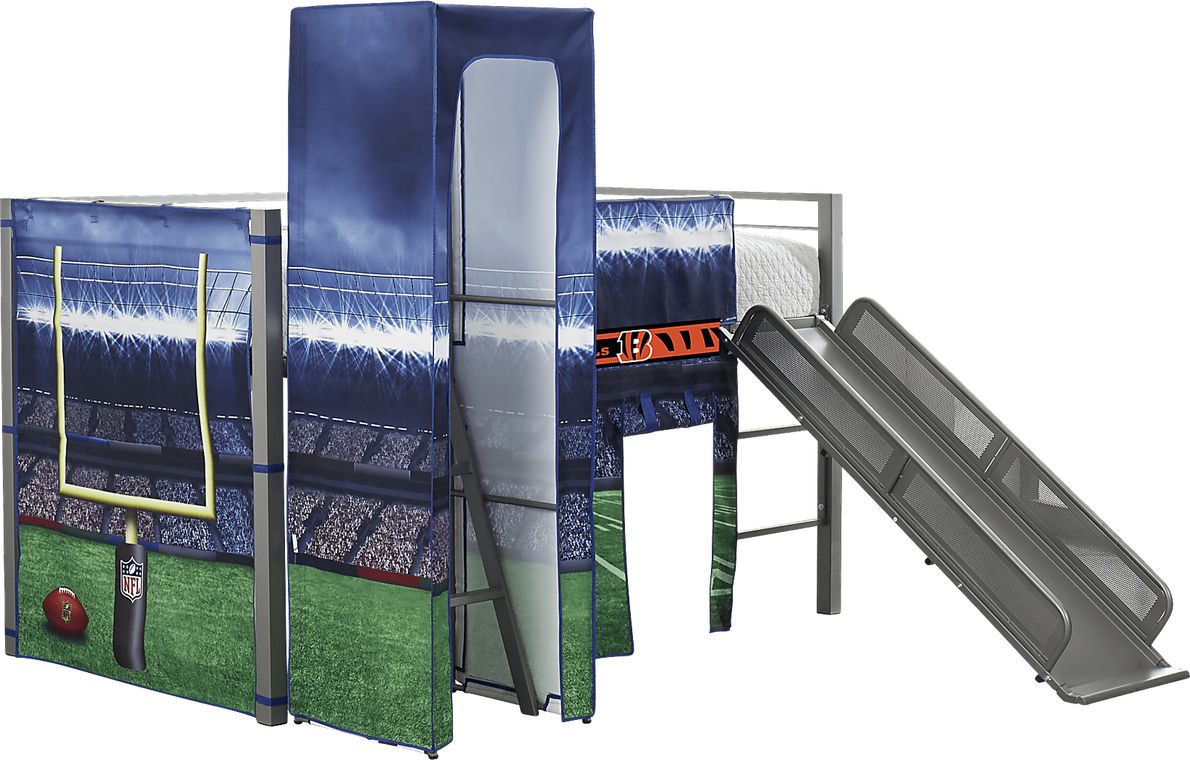 NFL 50 Yards Cincinnati Bengals Silver Jr. Tent Loft Bed with Slide and