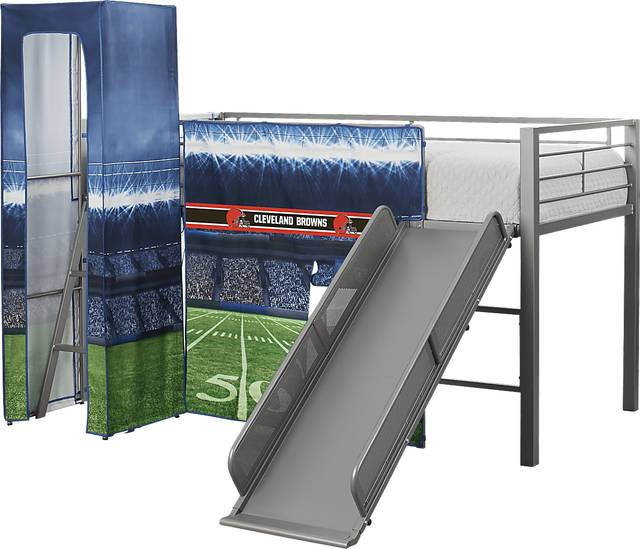 NFL 50 Yards Cleveland Browns Silver Jr. Tent Loft Bed with Slide and Tower - Thumbnail - Image 4