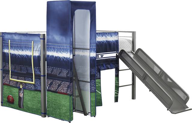 NFL 50 Yards Dallas Cowboys Silver Jr. Tent Loft Bed with Slide and Tower - Thumbnail - Image 3