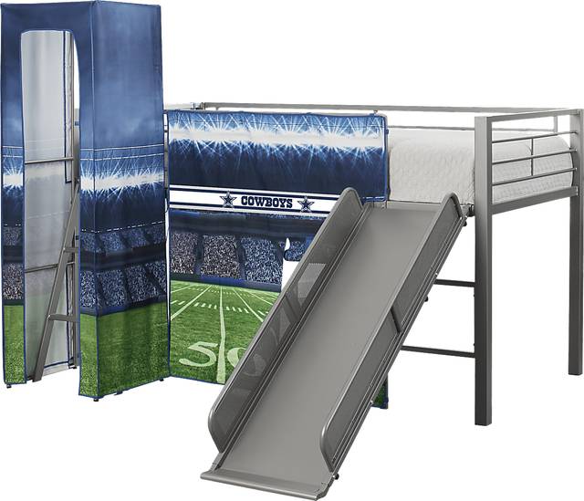 NFL 50 Yards Dallas Cowboys Silver Jr. Tent Loft Bed with Slide and Tower - Thumbnail - Image 4