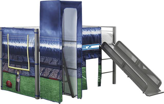 NFL 50 Yards Detroit Lions Silver Jr. Tent Loft Bed with Slide and Tower - Thumbnail - Image 3