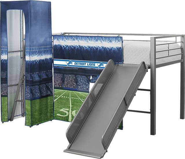 NFL 50 Yards Detroit Lions Silver Jr. Tent Loft Bed with Slide and Tower - Thumbnail - Image 4