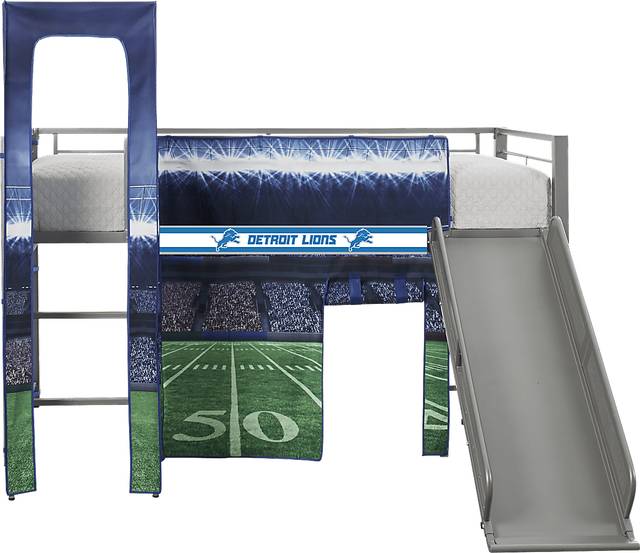 NFL 50 Yards Detroit Lions Silver Jr. Tent Loft Bed with Slide and Tower - Thumbnail - Image 1