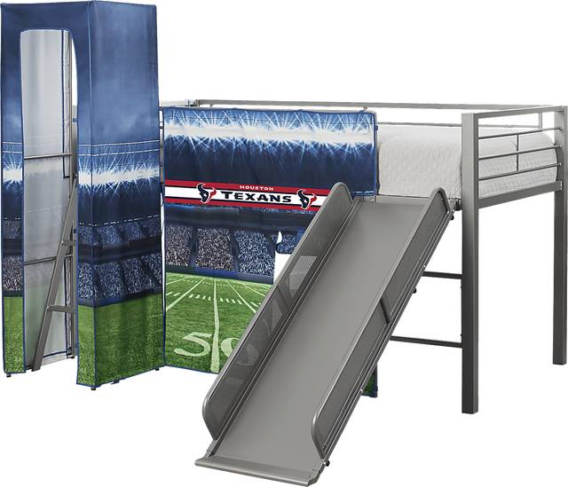 NFL 50 Yards Houston Texans Silver Jr. Tent Loft Bed with Slide and Tower - Thumbnail - Image 4