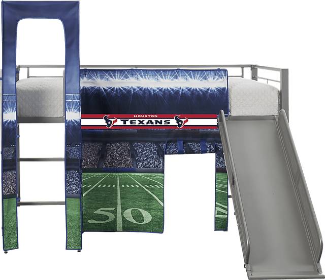 NFL 50 Yards Houston Texans Silver Jr. Tent Loft Bed with Slide and Tower - Thumbnail - Image 1