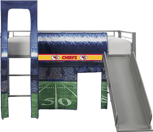 NFL 50 Yards Kansas City Chiefs Silver Jr. Tent Loft Bed with Slide and Tower - Thumbnail - Image 1