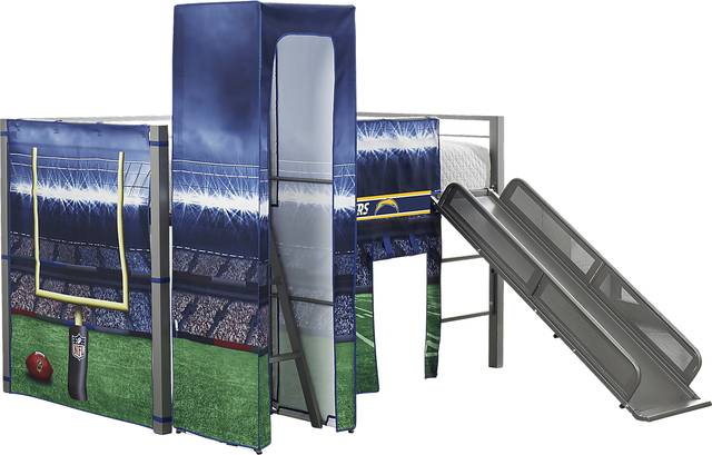 NFL 50 Yards Los Angeles Chargers Silver Jr. Tent Loft Bed with Slide and Tower - Thumbnail - Image 3