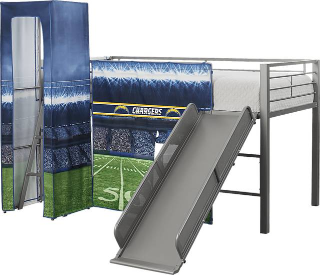NFL 50 Yards Los Angeles Chargers Silver Jr. Tent Loft Bed with Slide and Tower - Thumbnail - Image 4