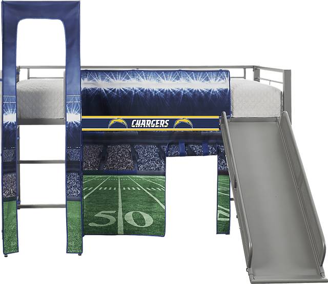 NFL 50 Yards Los Angeles Chargers Silver Jr. Tent Loft Bed with Slide and Tower - Thumbnail - Image 1