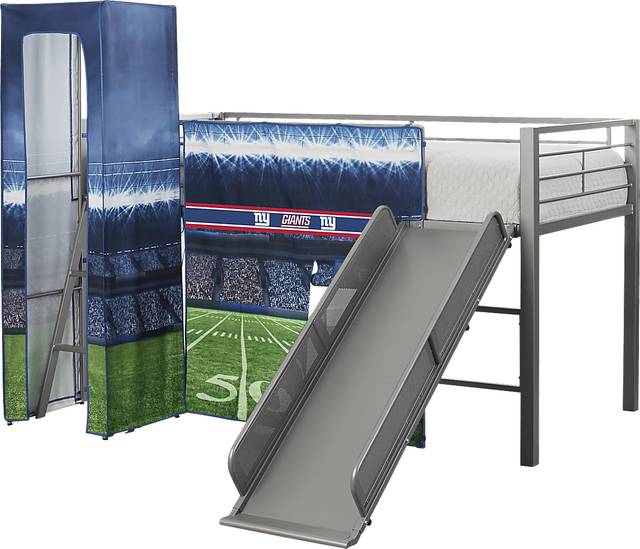 NFL 50 Yards New York Giants Silver Jr. Tent Loft Bed with Slide and Tower - Thumbnail - Image 4