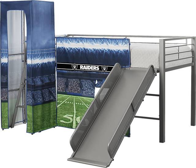 NFL 50 Yards  Oakland Raiders Silver Jr. Tent Loft Bed with Slide and Tower - Thumbnail - Image 4
