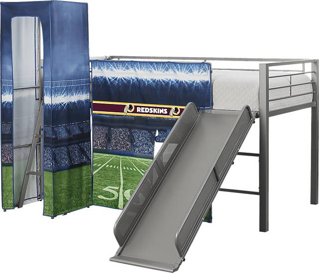 NFL 50 Yards Washington Redskins Silver Jr. Tent Loft Bed with Slide and Tower - Thumbnail - Image 4