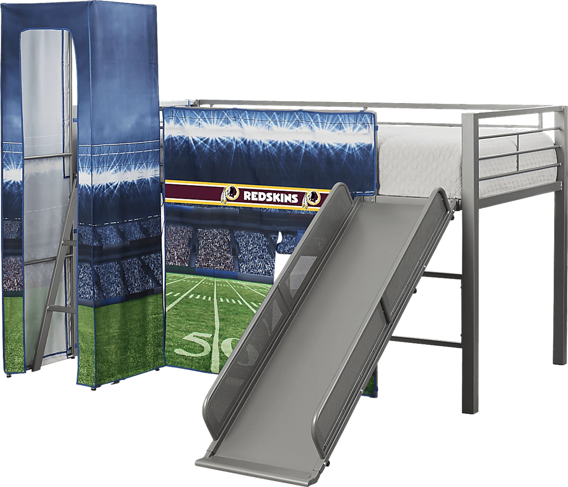 NFL 50 Yards Washington Redskins Silver Jr. Tent Loft Bed with Slide and Tower - Image 4