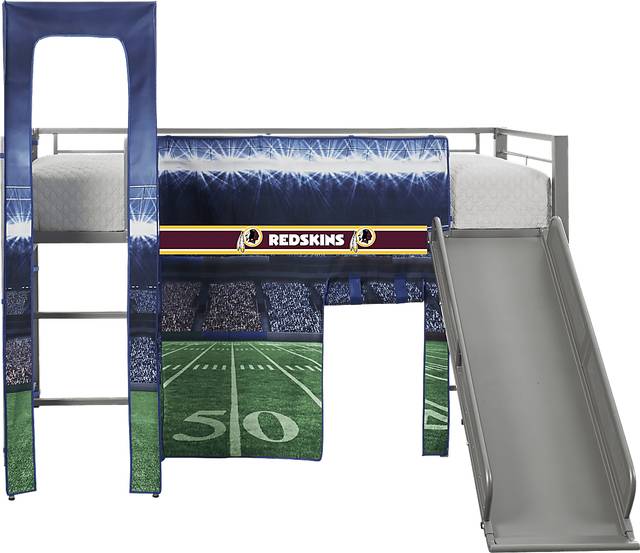 NFL 50 Yards Washington Redskins Silver Jr. Tent Loft Bed with Slide and Tower - Thumbnail - Image 1