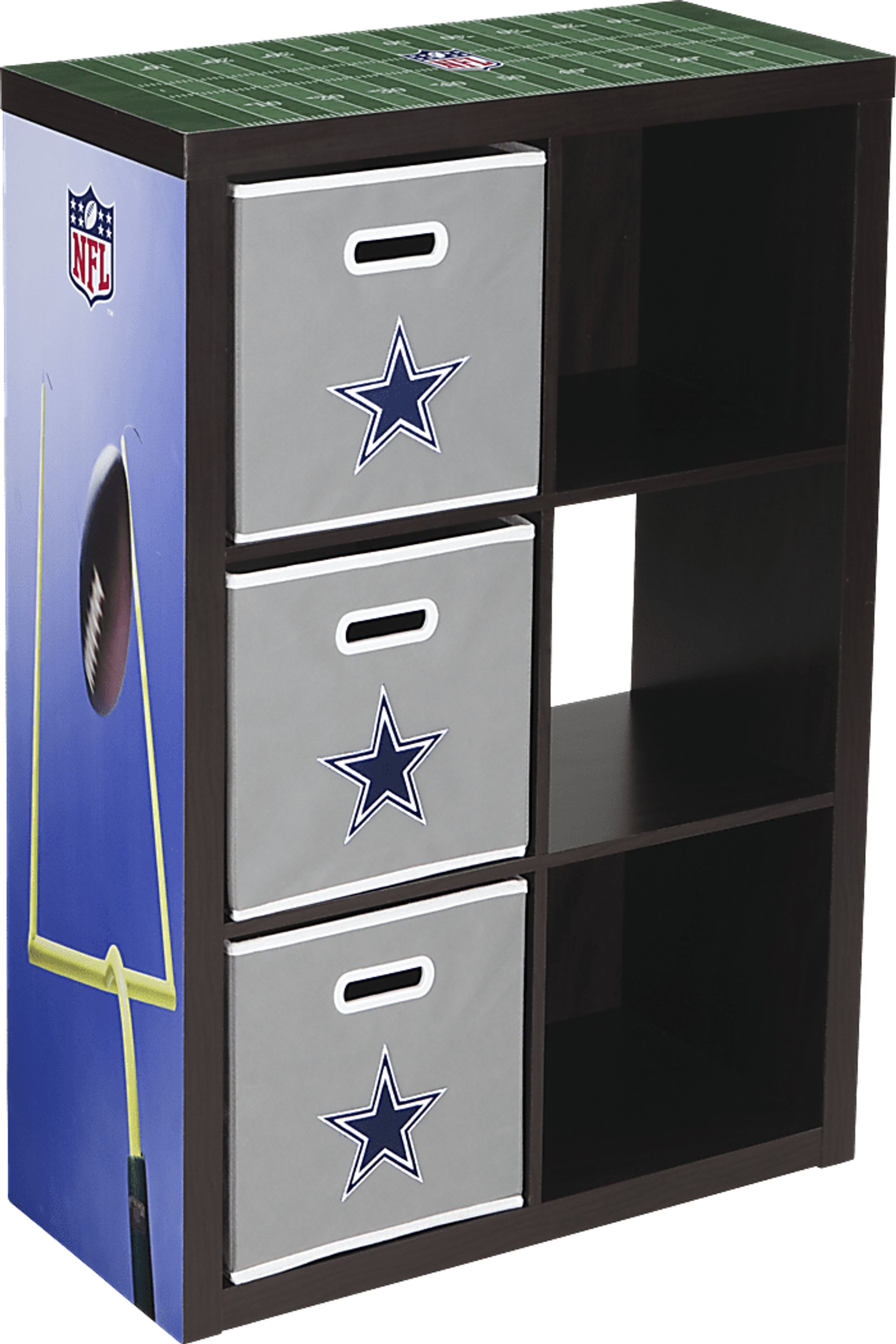 NFL CubeStore Dallas Cowboys 6 Cube Organizer with 3 Storage Bins - Image 1