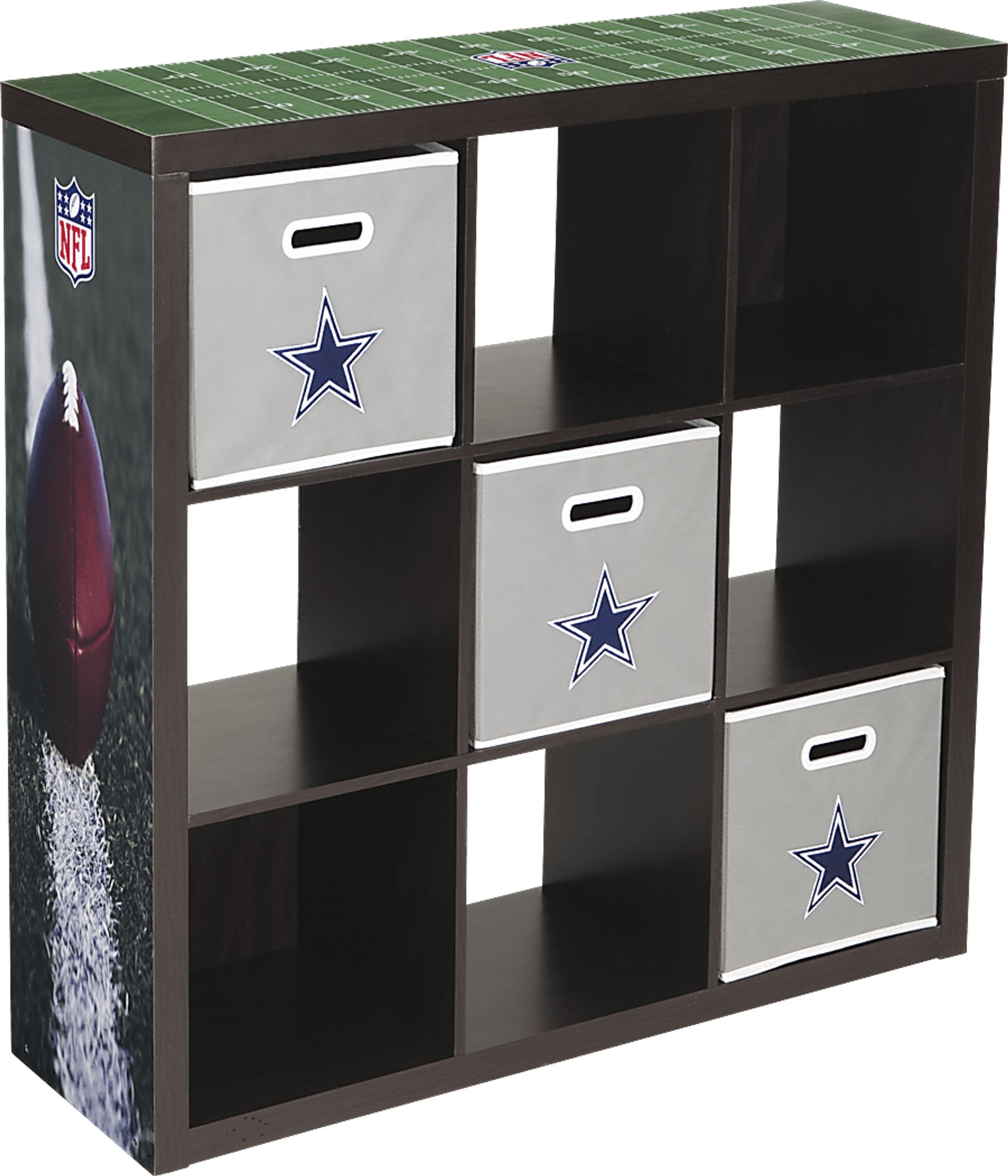 NFL CubeStore Dallas Cowboys 9 Cube Organizer with 3 Storage Bins - Image 1
