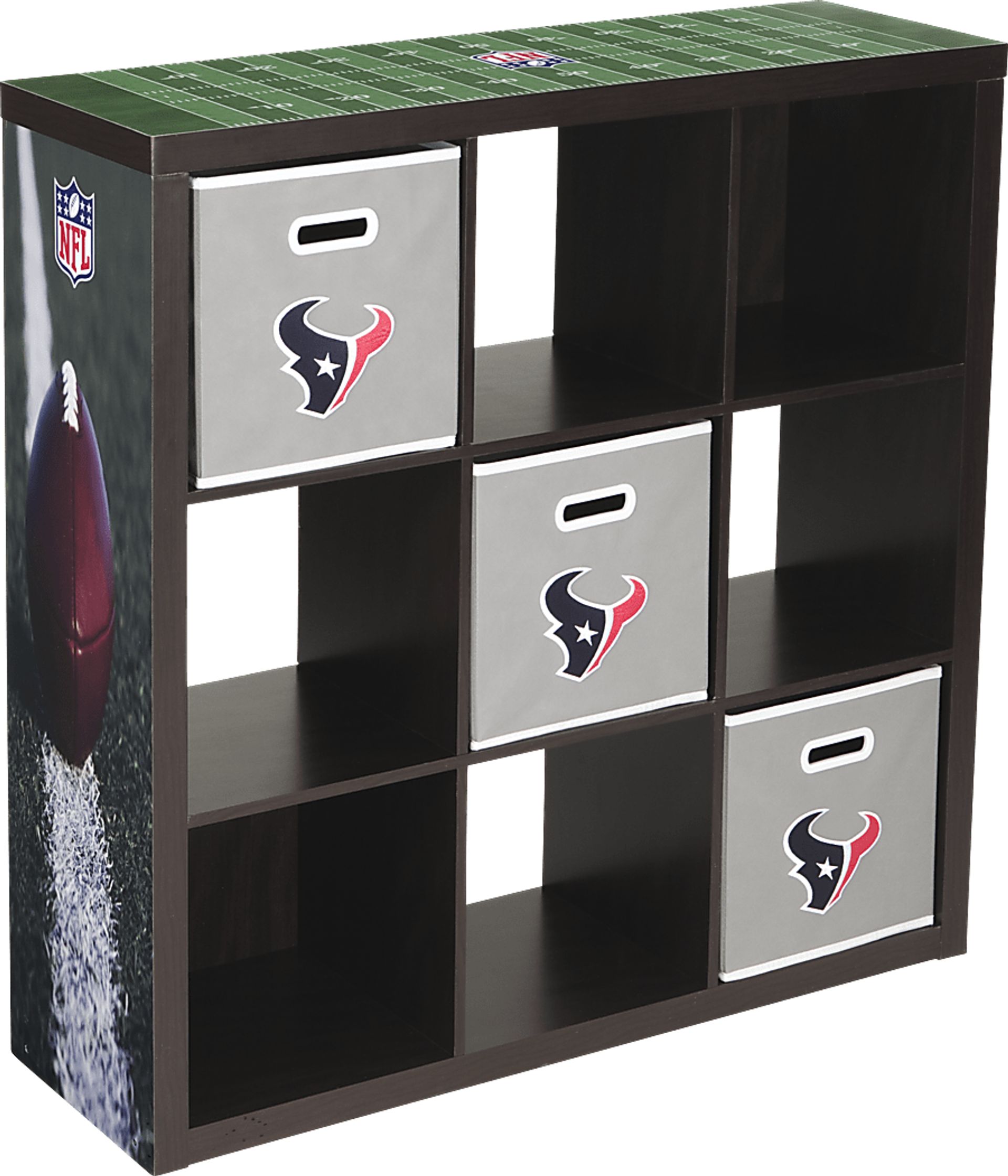 NFL CubeStore Houston Texans 9 Cube Organizer with 3 Storage Bins - Image 1