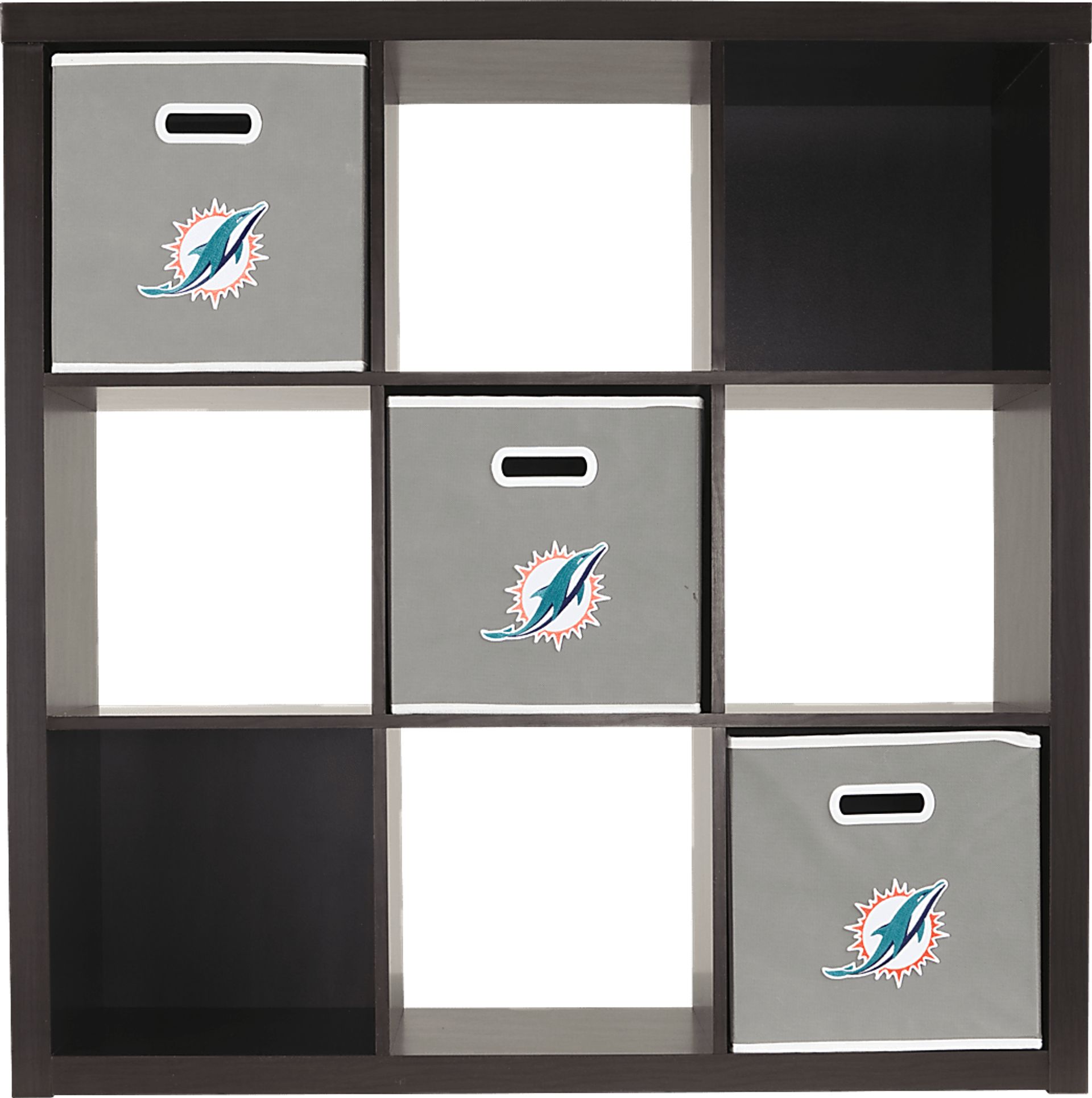 NFL CubeStore Miami Dolphins 9 Cube Organizer with 3 Storage Bins - Image 2
