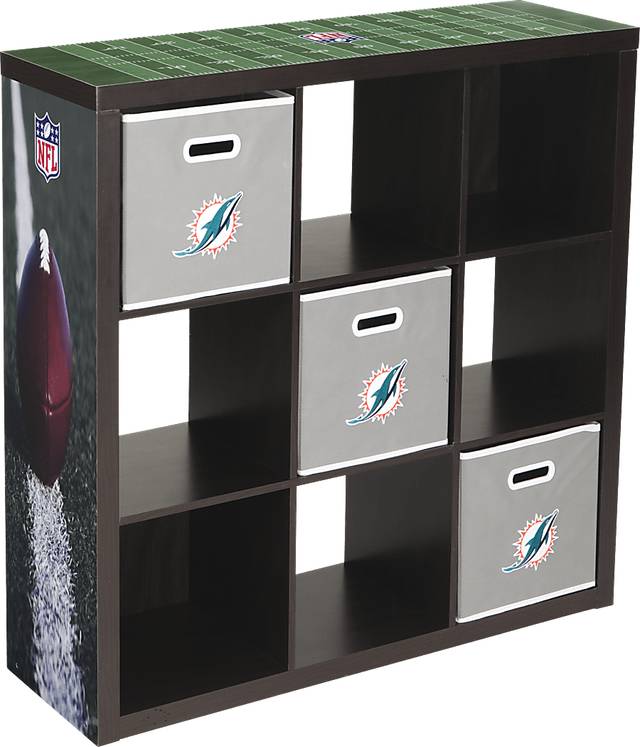 NFL CubeStore Miami Dolphins 9 Cube Organizer with 3 Storage Bins - Thumbnail - Image 1