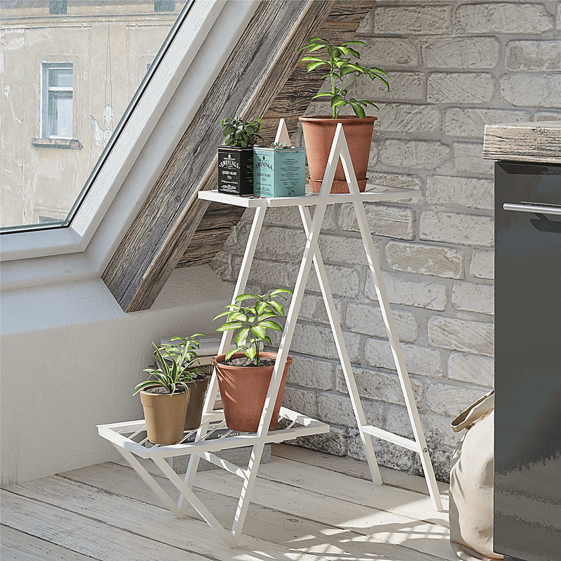 Niangua White Indoor/Outdoor Plant Stand - Image 2