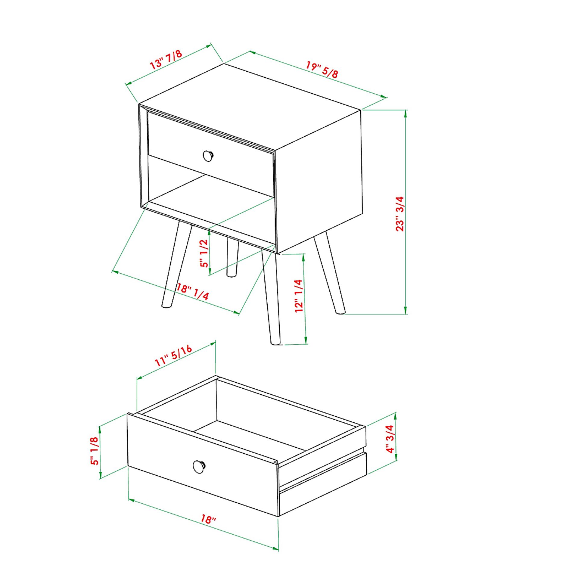 Niblic Walnut 1 Drawer Nightstand - Image 8