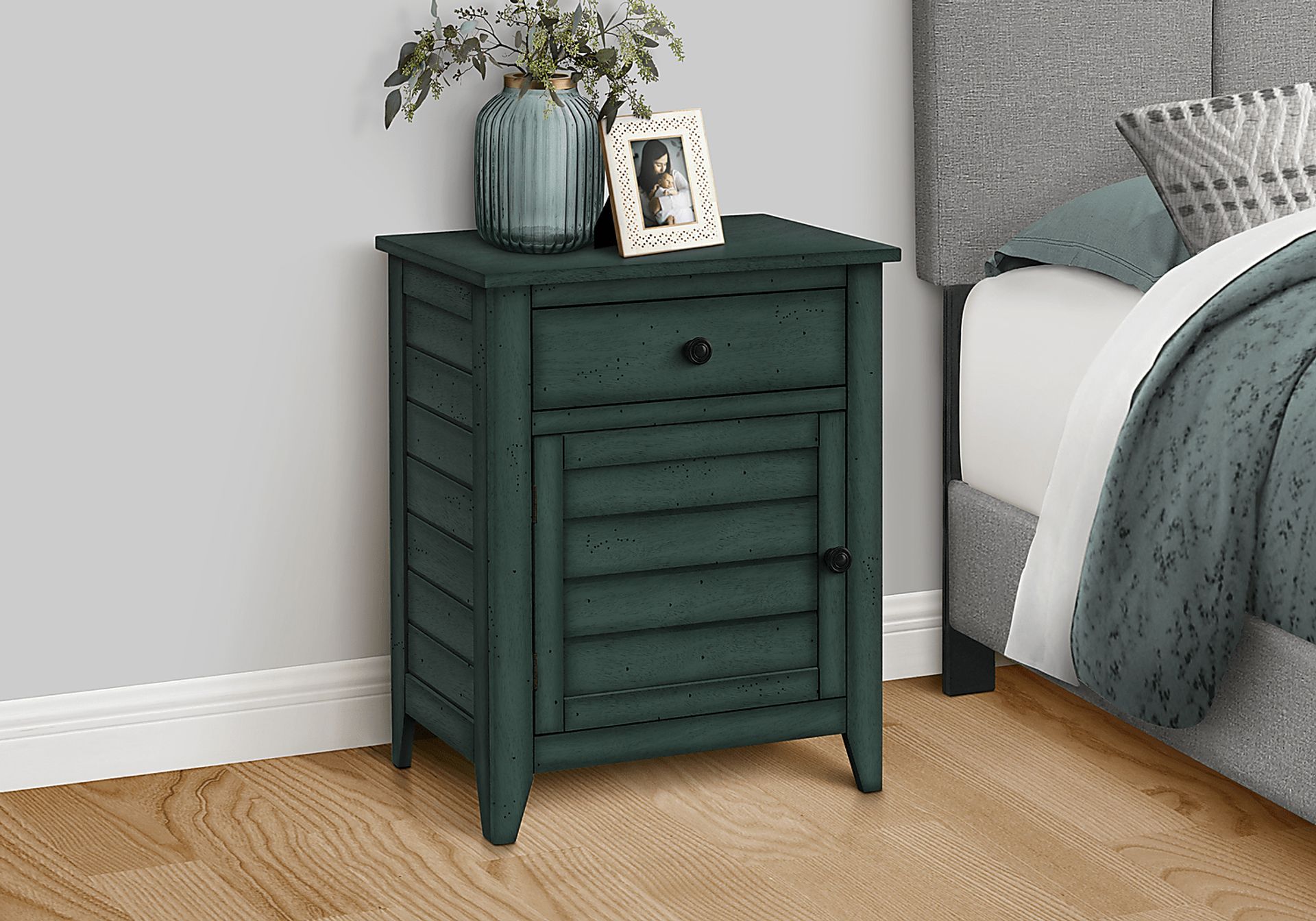 Nighten Dark Blue Nightstand - Image 3
