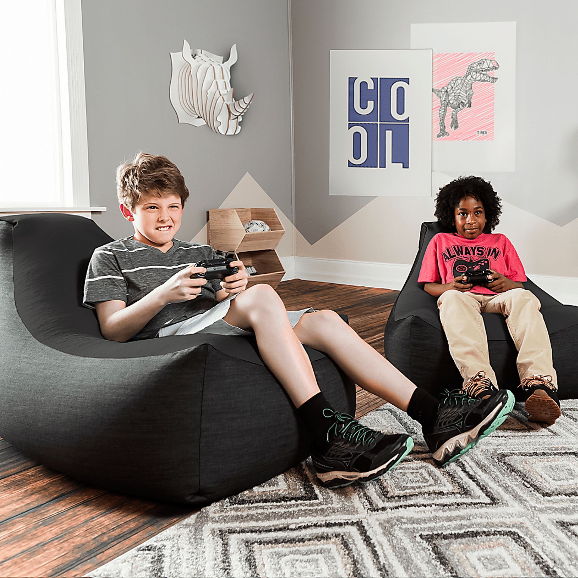 Kids Nika Black Bean Bag Chair - Image 5